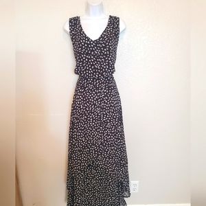 Jessica London Beautiful Black & White Floral Print Chiffon Maxi Dress Size 28